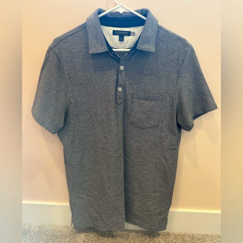 Banana Republic Blue Gray Polo Shirt Classic Fit